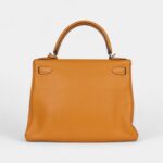 Hermes Kelly 28 Mustard Clemence Palladium Hardware