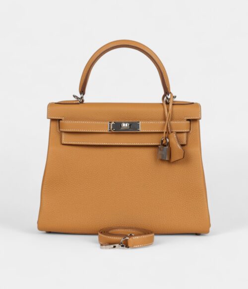 Hermes Kelly 28 Natural Sand Togo Palladium Hardware