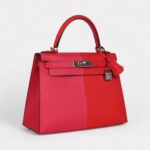 Hermes Kelly 28 Red Heart, Rose Extreme and Zanzibar Blue Epsom Palladium Hardware