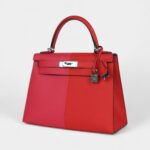 Hermes Kelly 28 Red Heart, Rose Extreme and Zanzibar Blue Epsom Palladium Hardware