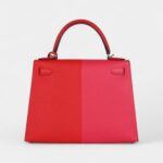 Hermes Kelly 28 Red Heart, Rose Extreme and Zanzibar Blue Epsom Palladium Hardware