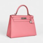Hermes Kelly 28 Rose Confetti Epsom Palladium Hardware