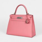 Hermes Kelly 28 Rose Confetti Epsom Palladium Hardware