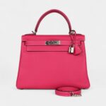 Hermes Kelly 28 Rose Tyrien Candy Epsom Palladium Hardware
