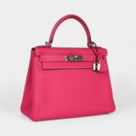 Hermes Kelly 28 Rose Tyrien Candy Epsom Palladium Hardware
