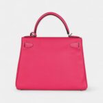 Hermes Kelly 28 Rose Tyrien Candy Epsom Palladium Hardware