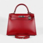 Hermes Kelly 28 Rouge Piment Box Palladium Hardware