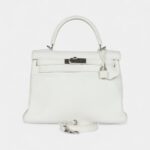Hermes Kelly 28 White Clemence Palladium Hardware