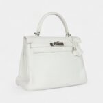 Hermes Kelly 28 White Clemence Palladium Hardware