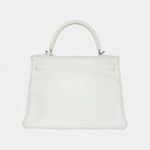 Hermes Kelly 28 White Clemence Palladium Hardware