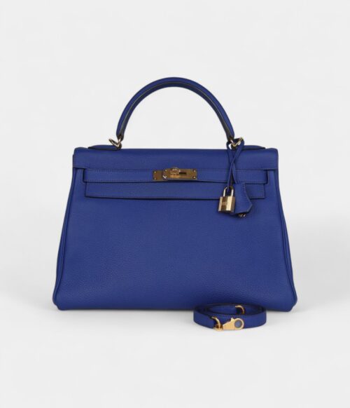 Hermès Kelly 32 Bleu Electric Togo Gold Hardware