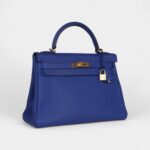 Hermès Kelly 32 Bleu Electric Togo Gold Hardware