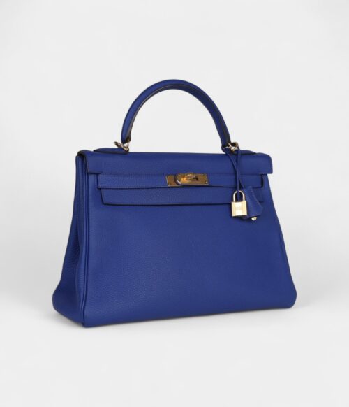 Hermès Kelly 32 Bleu Electric Togo Gold Hardware
