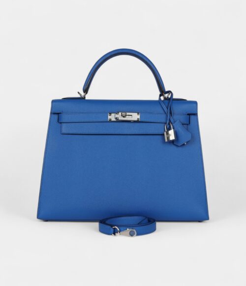 Hermès Kelly 32 Bleu Epsom Palladium Hardware