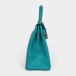 Hermès Kelly 32 Bleu Paon Clemence Palladium Hardware