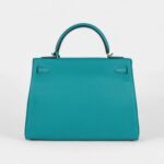 Hermès Kelly 32 Bleu Paon Clemence Palladium Hardware