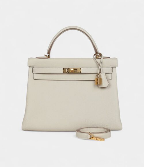Hermes Kelly 32 Craie Togo Gold Hardware