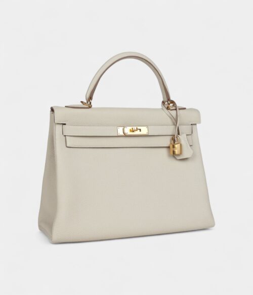 Hermes Kelly 32 Craie Togo Gold Hardware