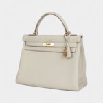 Hermes Kelly 32 Craie Togo Gold Hardware
