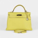 Hermes Kelly 32 Lime Candy Epsom Palladium Hardware