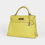 Hermes Kelly 32 Lime Candy Epsom Palladium Hardware