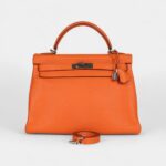 Hermès Kelly 32 Orange Togo Palladium Hardware