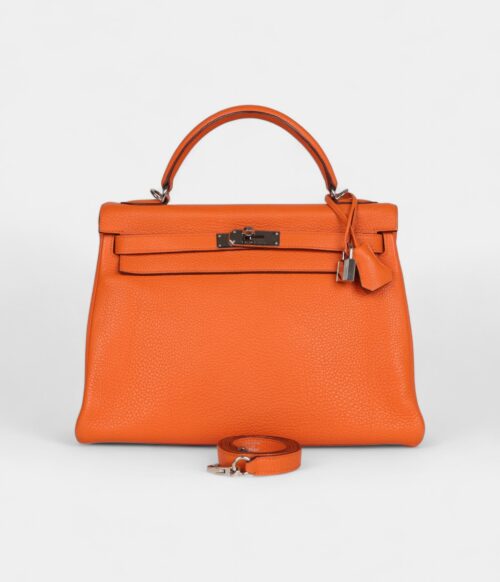 Hermès Kelly 32 Orange Togo Palladium Hardware