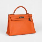 Hermès Kelly 32 Orange Togo Palladium Hardware