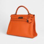 Hermès Kelly 32 Orange Togo Palladium Hardware
