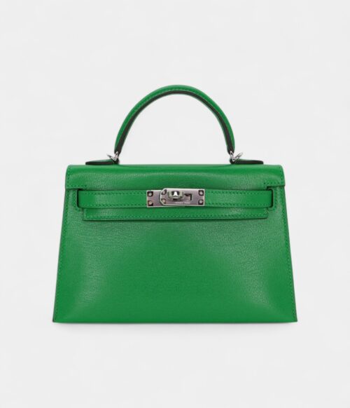 Hermès Kelly II Sellier Mini Bambou Chevre Leather Palladium Hardware