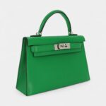 Hermès Kelly II Sellier Mini Bambou Chevre Leather Palladium Hardware