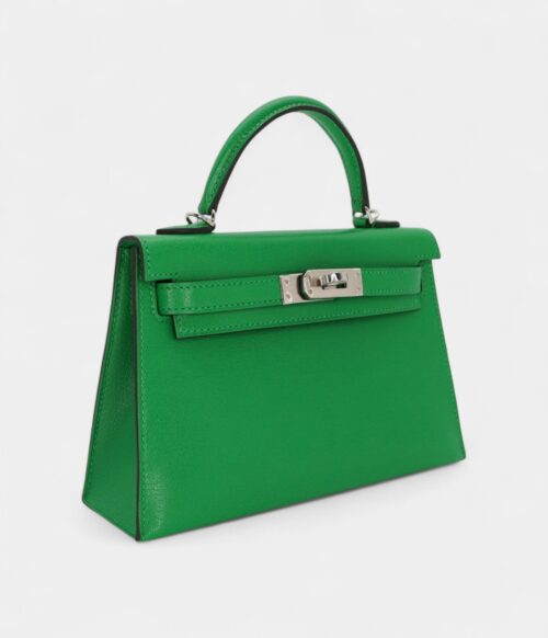 Hermès Kelly II Sellier Mini Bambou Chevre Leather Palladium Hardware