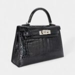 Hermès Kelly II Sellier Mini Black Shiny Alligator Palladium Hardware