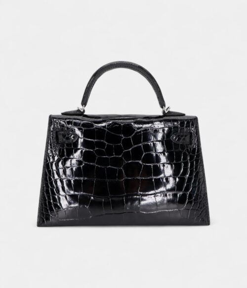 Hermès Kelly II Sellier Mini Black Shiny Alligator Palladium Hardware