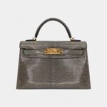 Hermès Kelly II Sellier Mini Gris Fonce Shiny Lizard Gold Hardware
