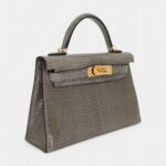 Hermès Kelly II Sellier Mini Gris Fonce Shiny Lizard Gold Hardware