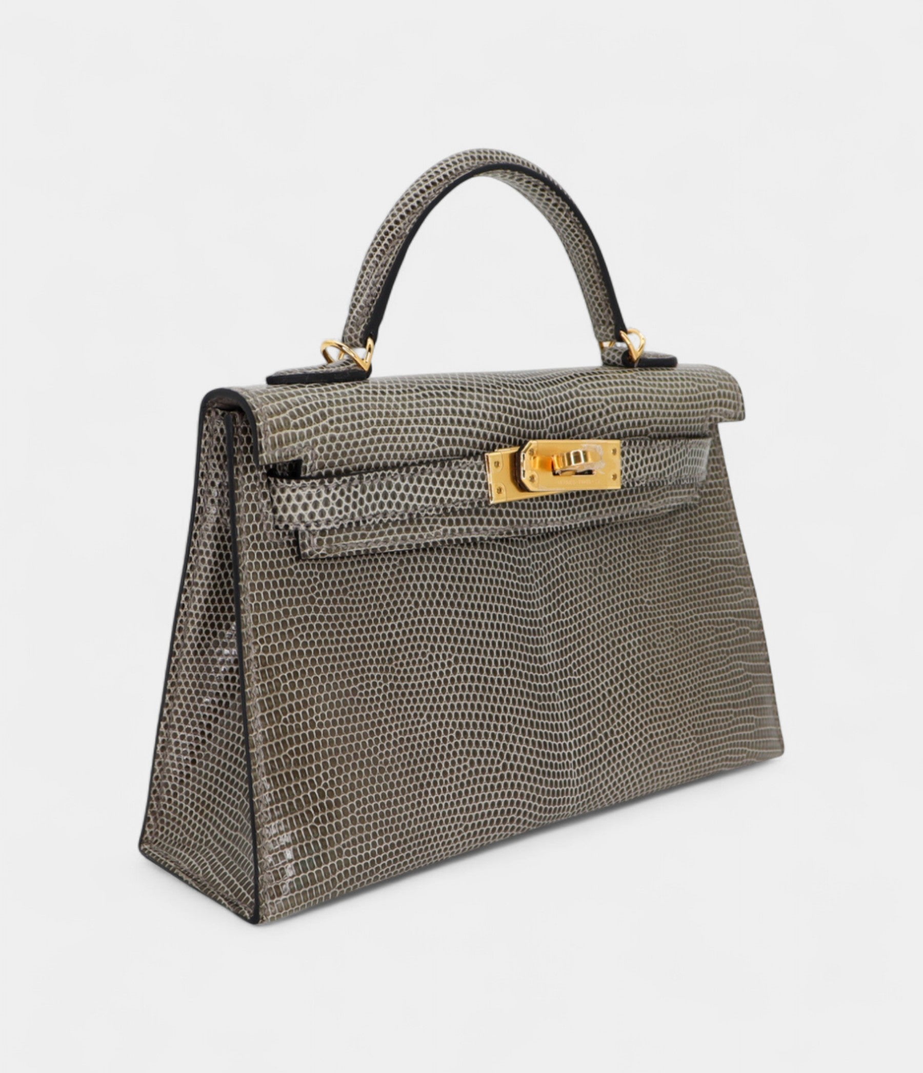 Hermès Kelly II Sellier Mini Gris Fonce Shiny Lizard Gold Hardware