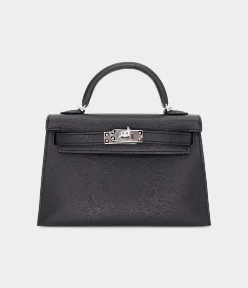 Hermès Kelly II Sellier Mini Black/Rouge H Chevre Leather Palladium Hardware