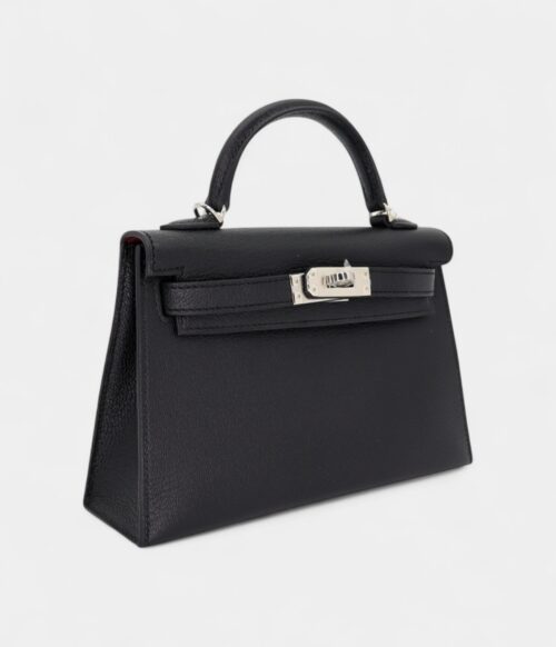 Hermès Kelly II Sellier Mini Black/Rouge H Chevre Leather Palladium Hardware