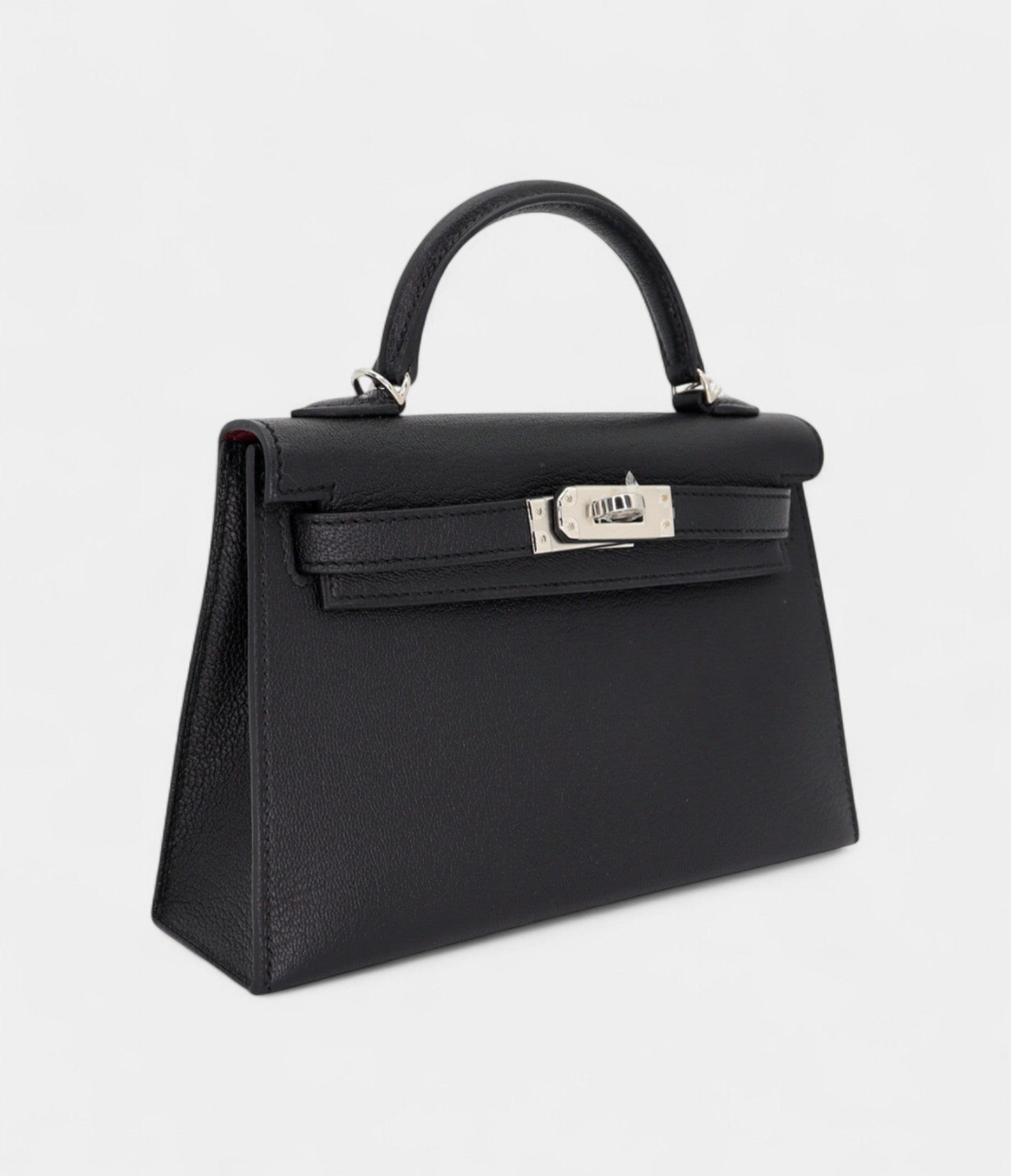 Hermès Kelly II Sellier Mini Black/Rouge H Chevre Leather Palladium Hardware