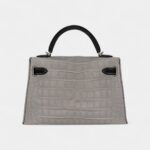 Hermès Kelly II Sellier Mini Gris Perle/Black Matte Alligator Permabrass Hardware