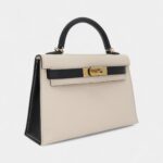 Hermès Kelly II Sellier Mini Nata/Black Chèvre Leather Permabrass Hardware
