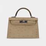 Hermès Kelly II Sellier Mini Parchemin Ostrich Palladium Hardware