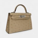 Hermès Kelly II Sellier Mini Parchemin Ostrich Palladium Hardware