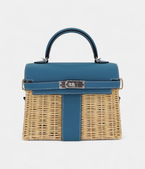 Hermès Kelly II Sellier Mini Picnic Bleu Jean Swift Leather Palladium Hardware