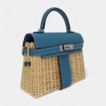Hermès Kelly II Sellier Mini Picnic Bleu Jean Swift Leather Palladium Hardware