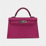 Hermès Kelly II Sellier Mini Rose Poupre Ostrich Palladium Hardware