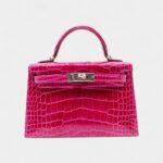 Hermès Kelly II Sellier Mini Rose Poupre Shiny Alligator Palladium Hardware
