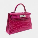 Hermès Kelly II Sellier Mini Rose Poupre Shiny Alligator Palladium Hardware