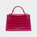 Hermès Kelly II Sellier Mini Rose Poupre Shiny Alligator Palladium Hardware